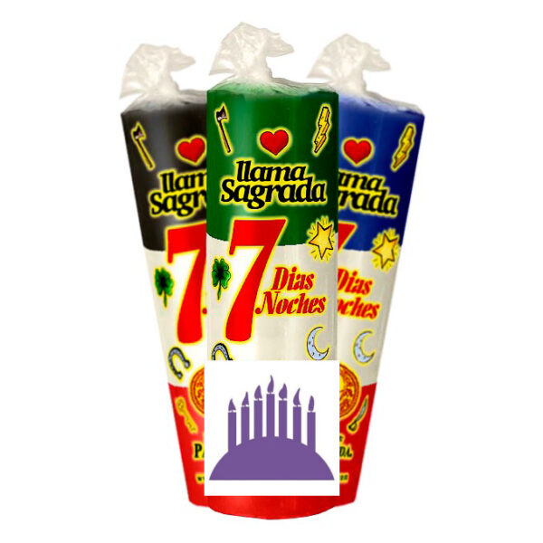 Velon 7 dias Llama Sagrada 3 colores Velón 7 DÍAS combinado